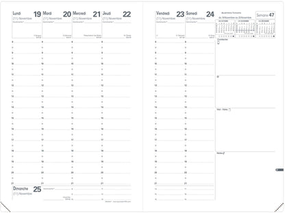 QUO-VADIS Agenda Club Ministre 2025 015101Q 1W/2S schwarz FR 16x24cm