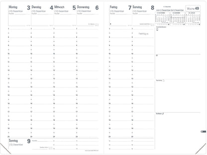 QUO-VADIS Agenda Soho Minister 2025 015928Q 1W/2S stahlblau DE 16x24cm