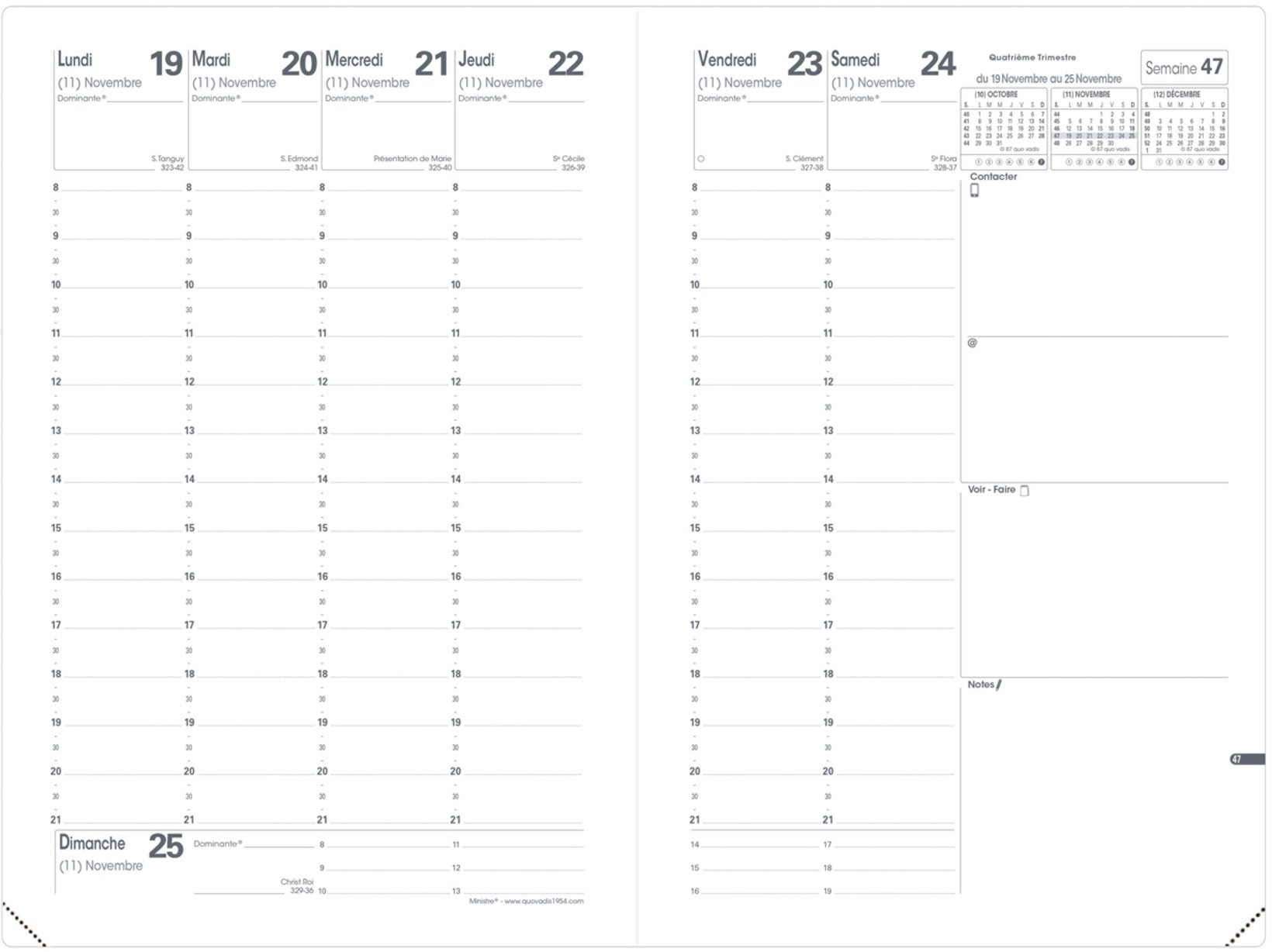QUO-VADIS Agenda Club Ministre 2025 015934Q 1W/2S bronze FR 16x24cm