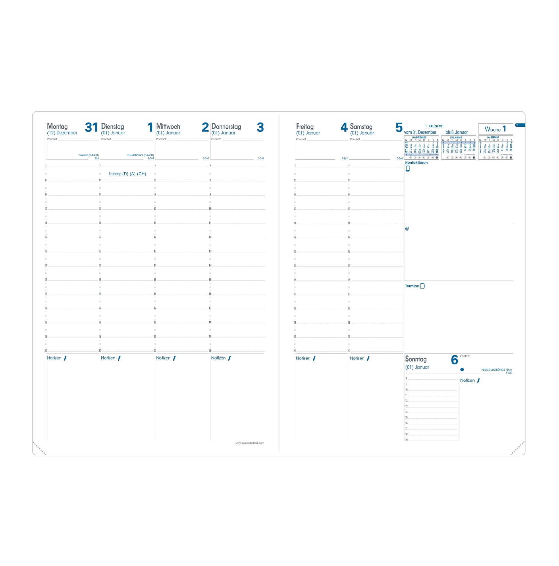 QUO-VADIS Ersatzinhalt+ Prenote 2025 024013Q 1W/2S Impala/Club 21x29.7cm