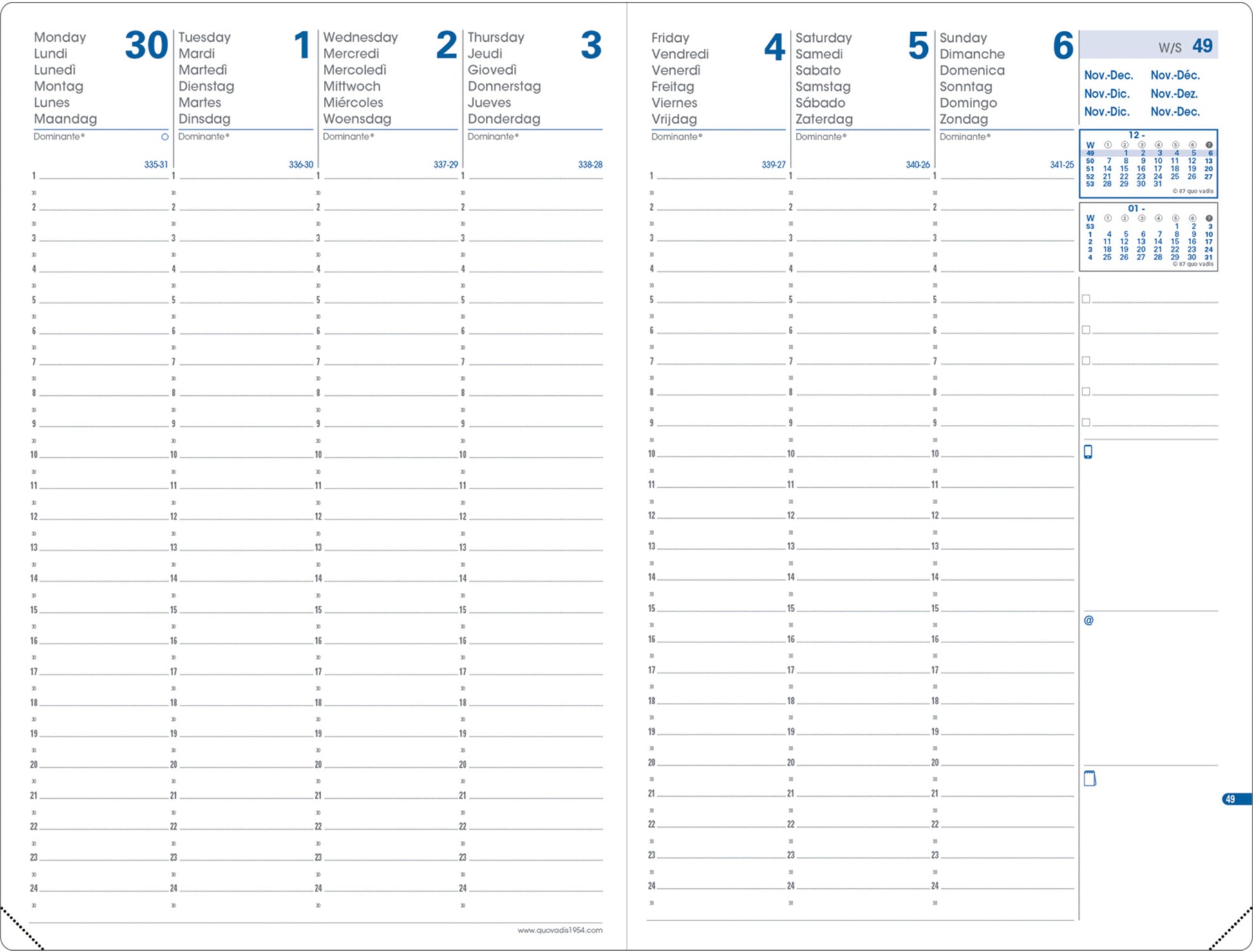 QUO-VADIS Agenda Impala H24/24 2025 027046Q 1W/2S schwarz ML 16x24cm