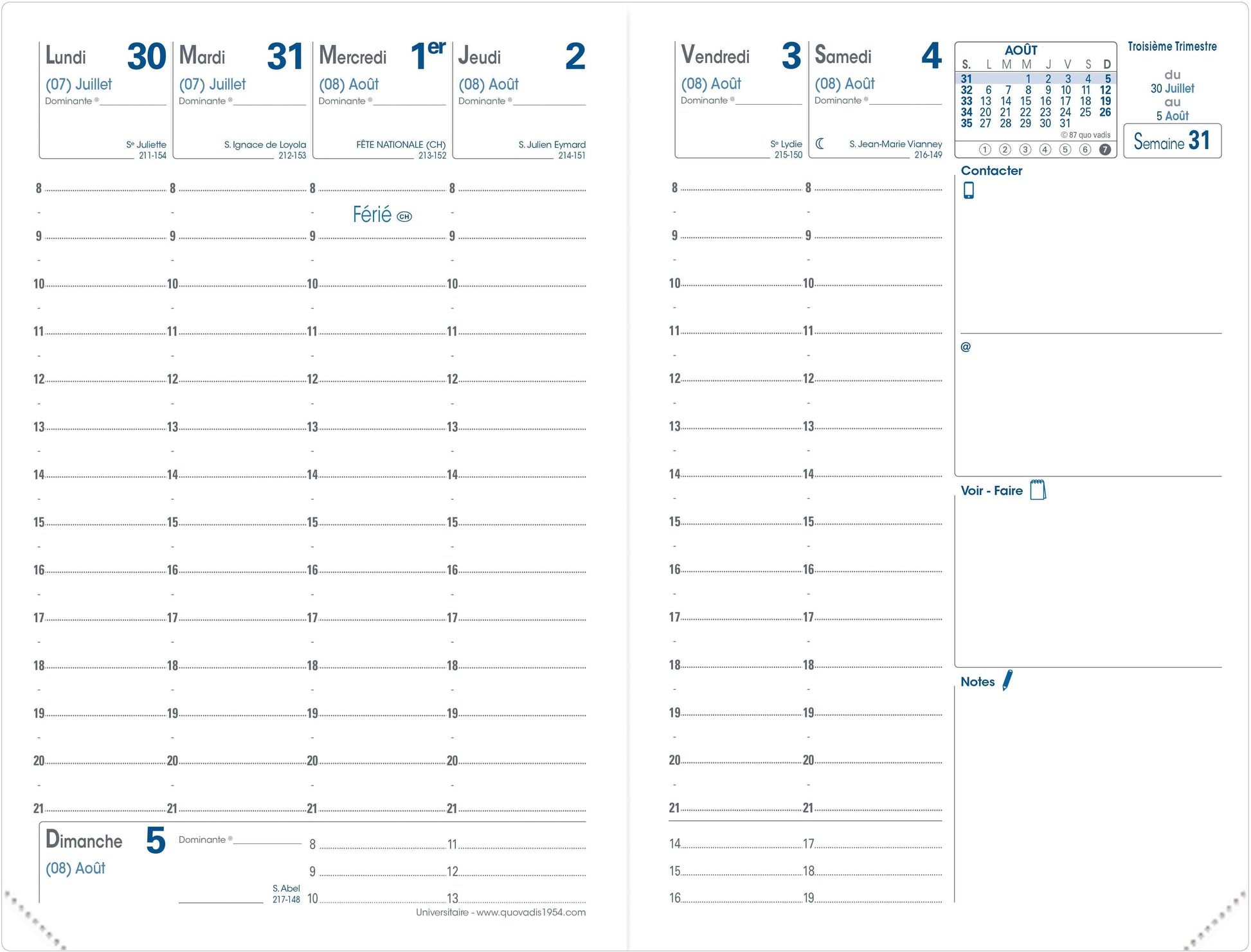QUO-VADIS Universitaire Ersatz 24/25 028004Q 1W/2S 13M FR 10x15cm