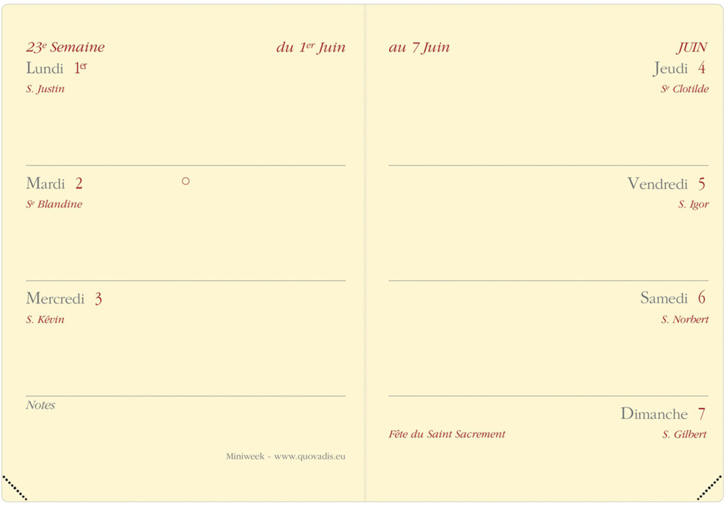 QUO-VADIS Agenda Soho Miniweek 2025 044308Q 1W/2S beige FR 7x10cm