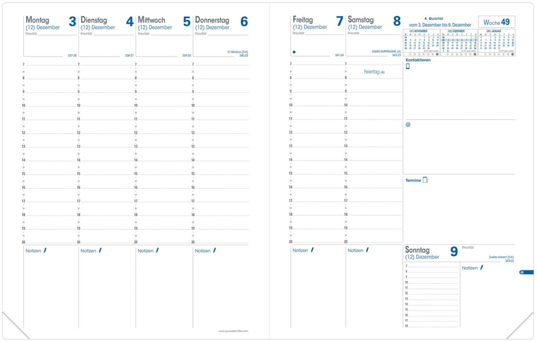 QUO-VADIS Ersatzinhalt+ Trinote 2025 048012Q 1W/2S Impala/Soho 18x24cm