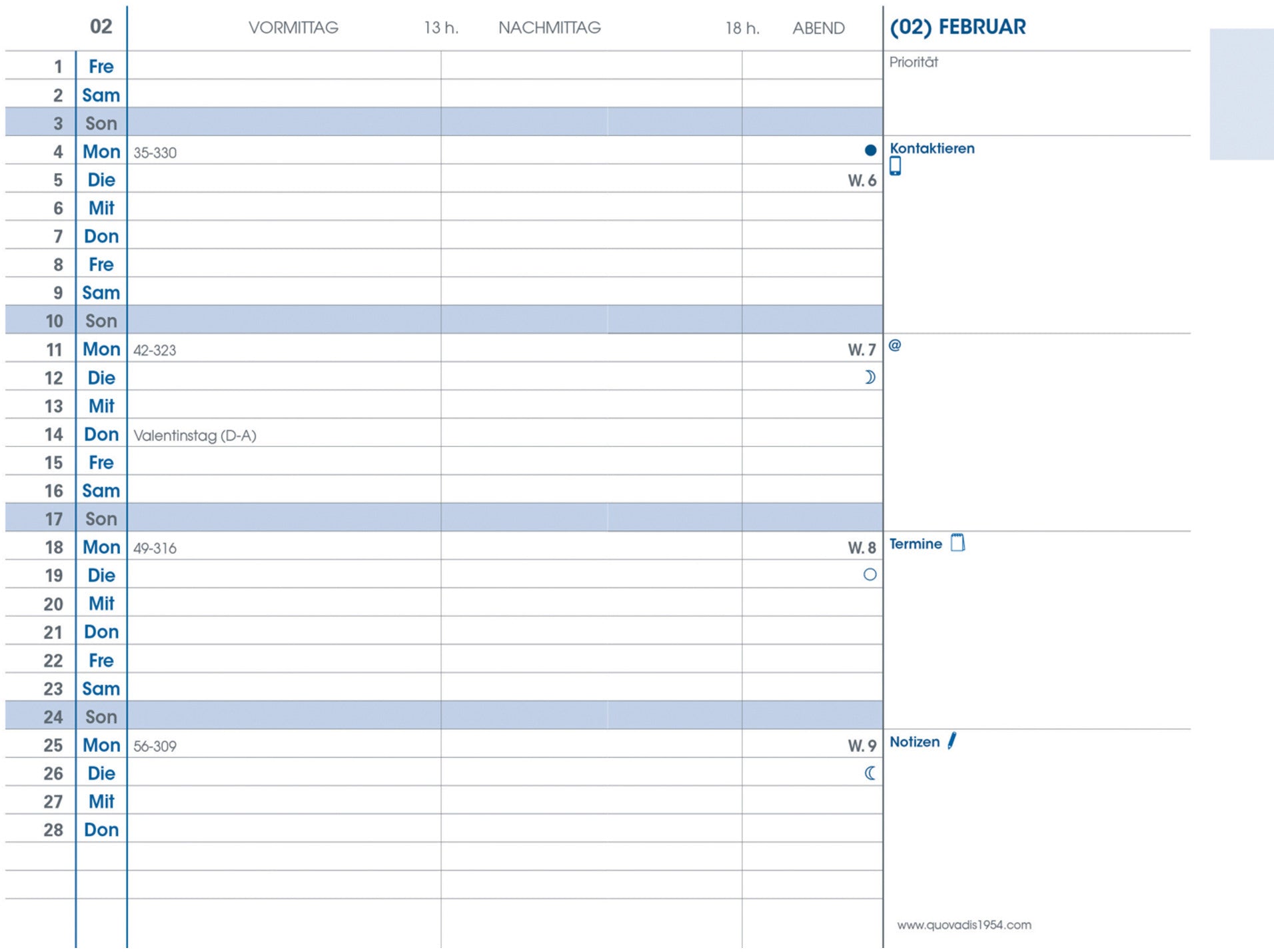 QUO-VADIS Agenda Impala Plain 2025 195033Q 1M/2S schwarz DE 10x15cm