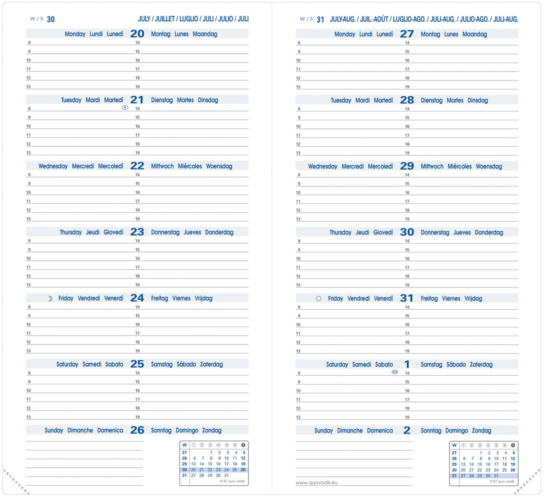 QUO-VADIS Agenda Impala Silma 2025 216027Q 1W/1S schwarz ML 8.8x17cm