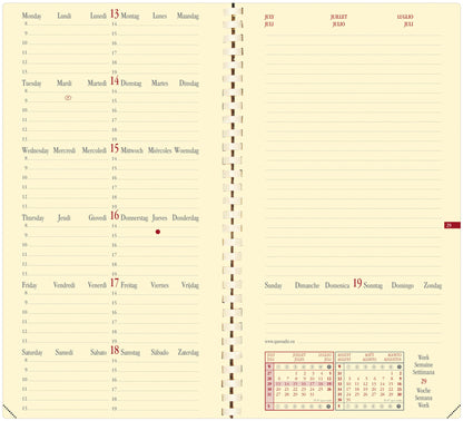 QUO-VADIS Agenda Impala Italnote 2025 219083Q 1W/2S schwarz ML 8.8x17cm