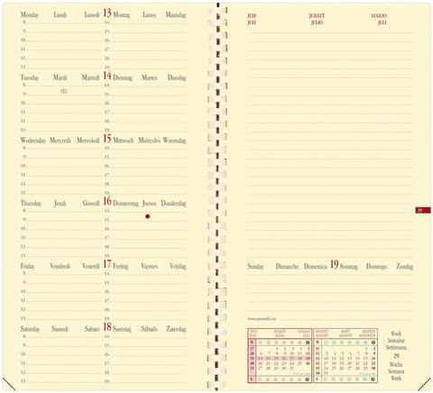 QUO-VADIS Agenda Impala Italnote 2025 219083Q 1W/2S schwarz ML 8.8x17cm