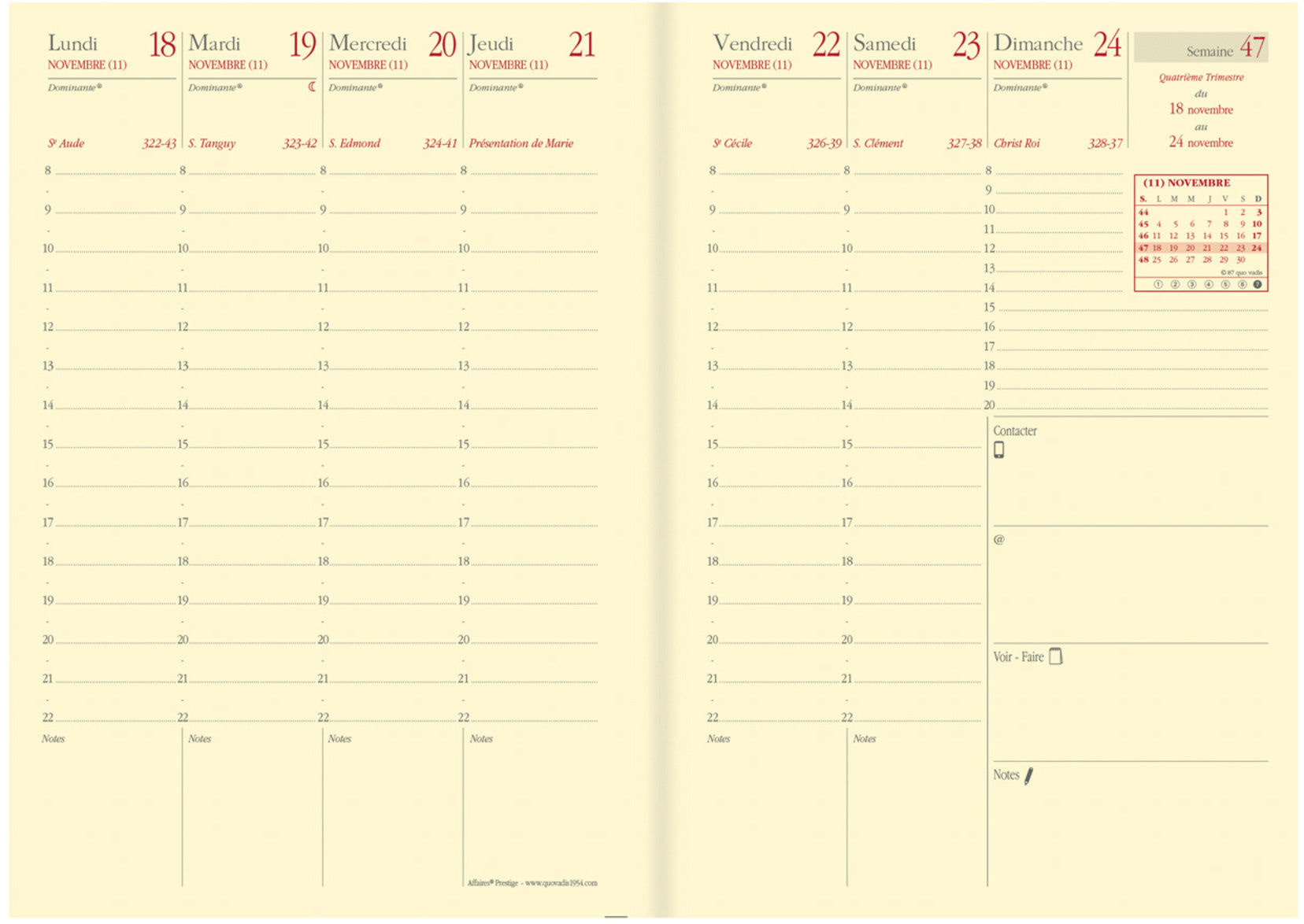 QUO-VADIS Agenda Soho Aff.Prest. 2025 285992Q 1W/2S stahlblau FR 10x15cm