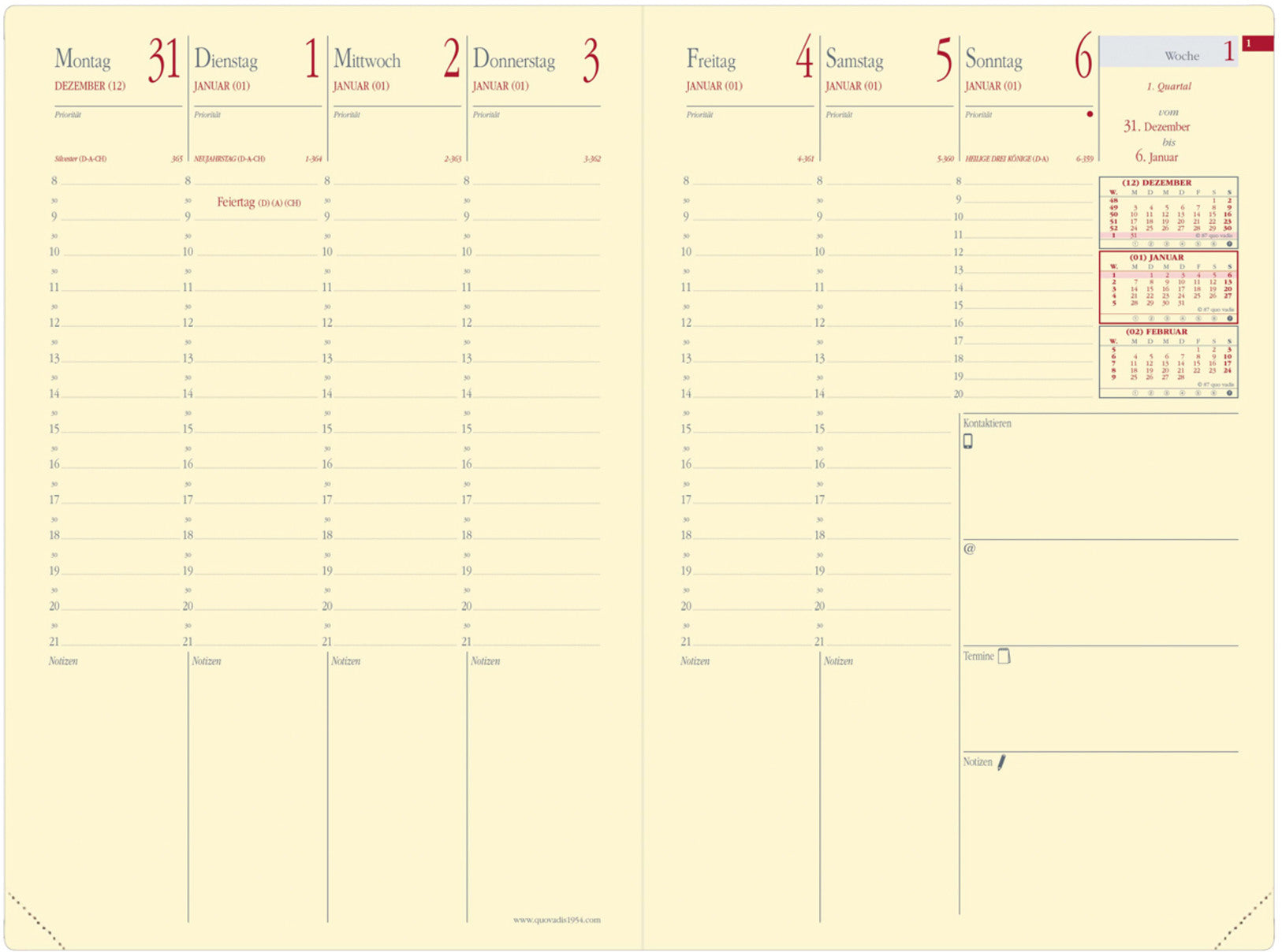 QUO-VADIS Agenda Soho Mini.Pres. 2025 286293Q 1W/2S schwarz DE 16x24cm