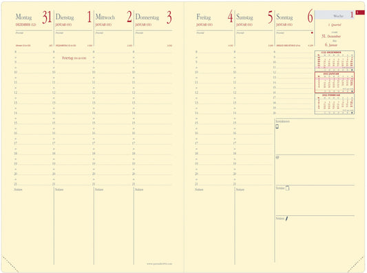 QUO-VADIS Agenda Soho Mini.Pres. 2025 286293Q 1W/2S schwarz DE 16x24cm