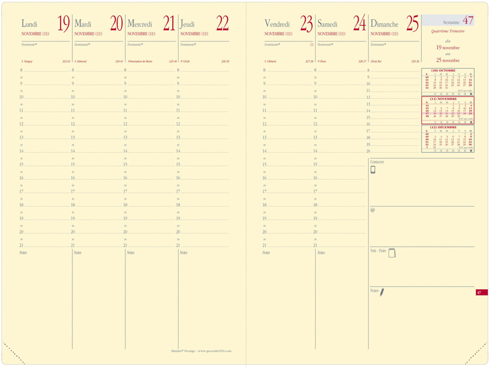 QUO-VADIS Agenda Soho Mini.Pres. 2025 286498Q 1W/2S rot FR 16x24cm