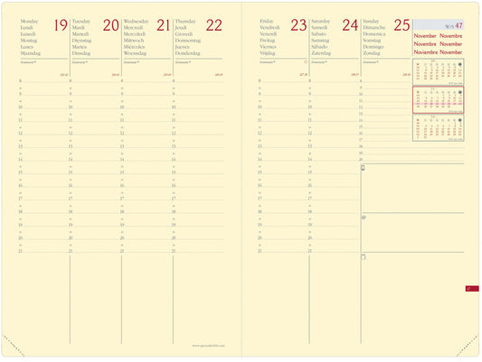 QUO-VADIS Agenda Silk Mini.Prest. 2025 286519Q 1W/2S schwarz ML 16x24cm