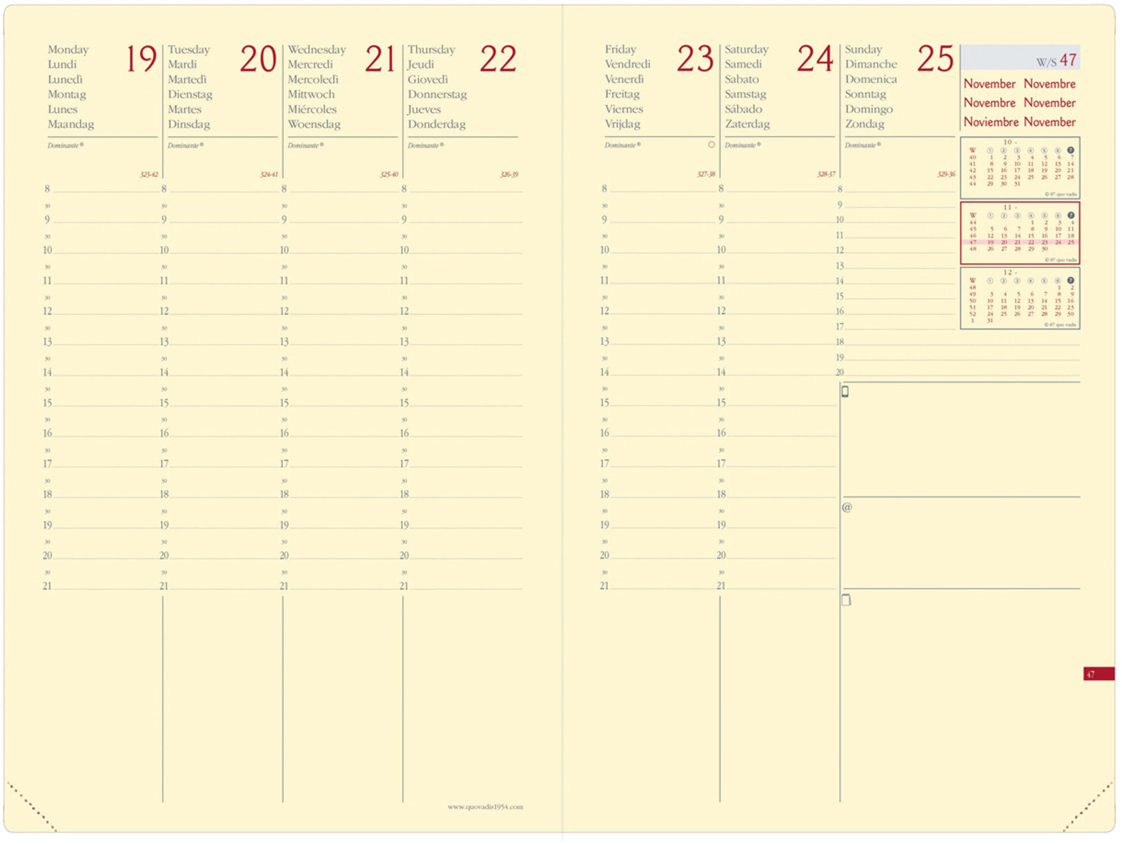 QUO-VADIS Agenda Minis. Prest. Silk 2025 286578Q 1W/2S türkis ML 16x24cm