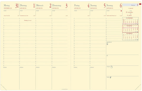 QUO-VADIS Agenda Soho PrePrest. 2025 287364Q 1W/2S rot DE 21x27cm