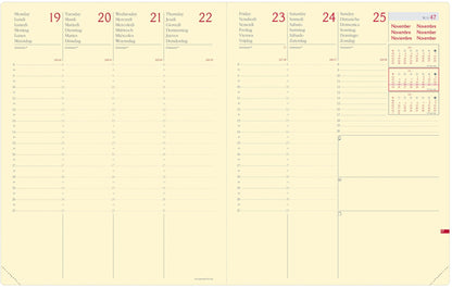 QUO-VADIS Agenda Silk Pres.Prest. 2025 287376Q 1W/2S dunkelblau ML 21x27cm