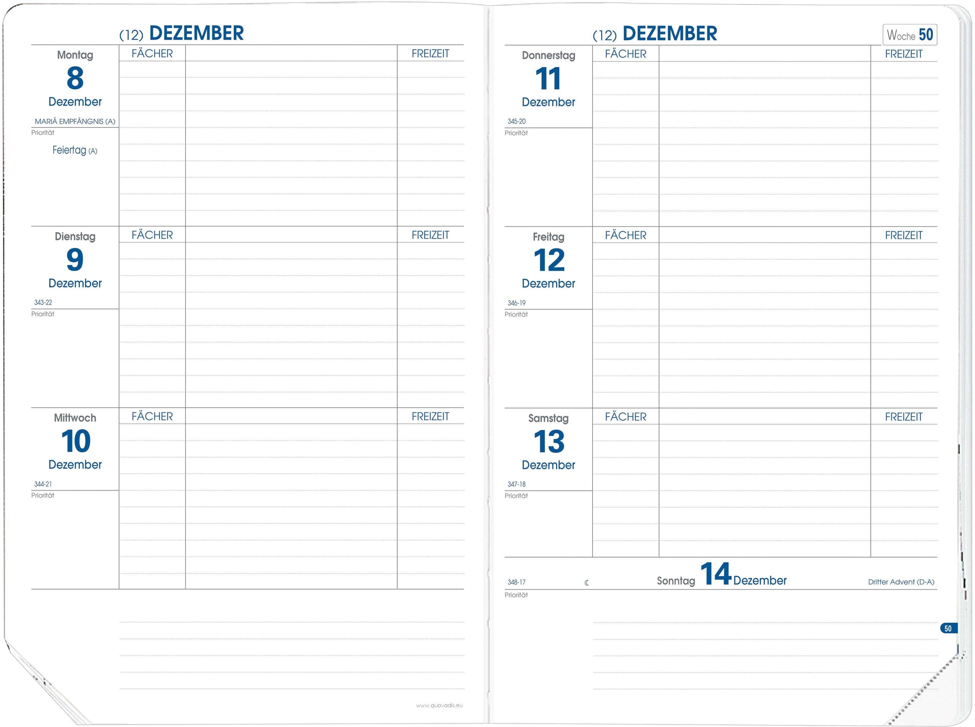 QUO-VADIS Texthebdo Impala 25/26 296033Q 1W/2S 12M schwarz DE 16x24cm
