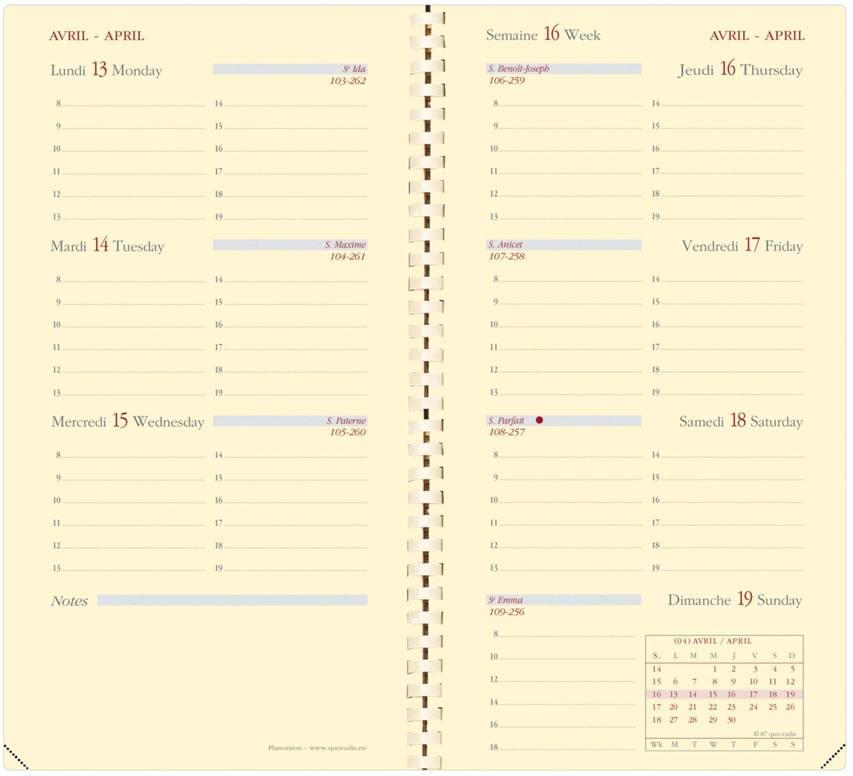 QUO-VADIS Agenda Impala Planori. 2025 374071Q 1W/2S schwarz FR 8.8x17cm