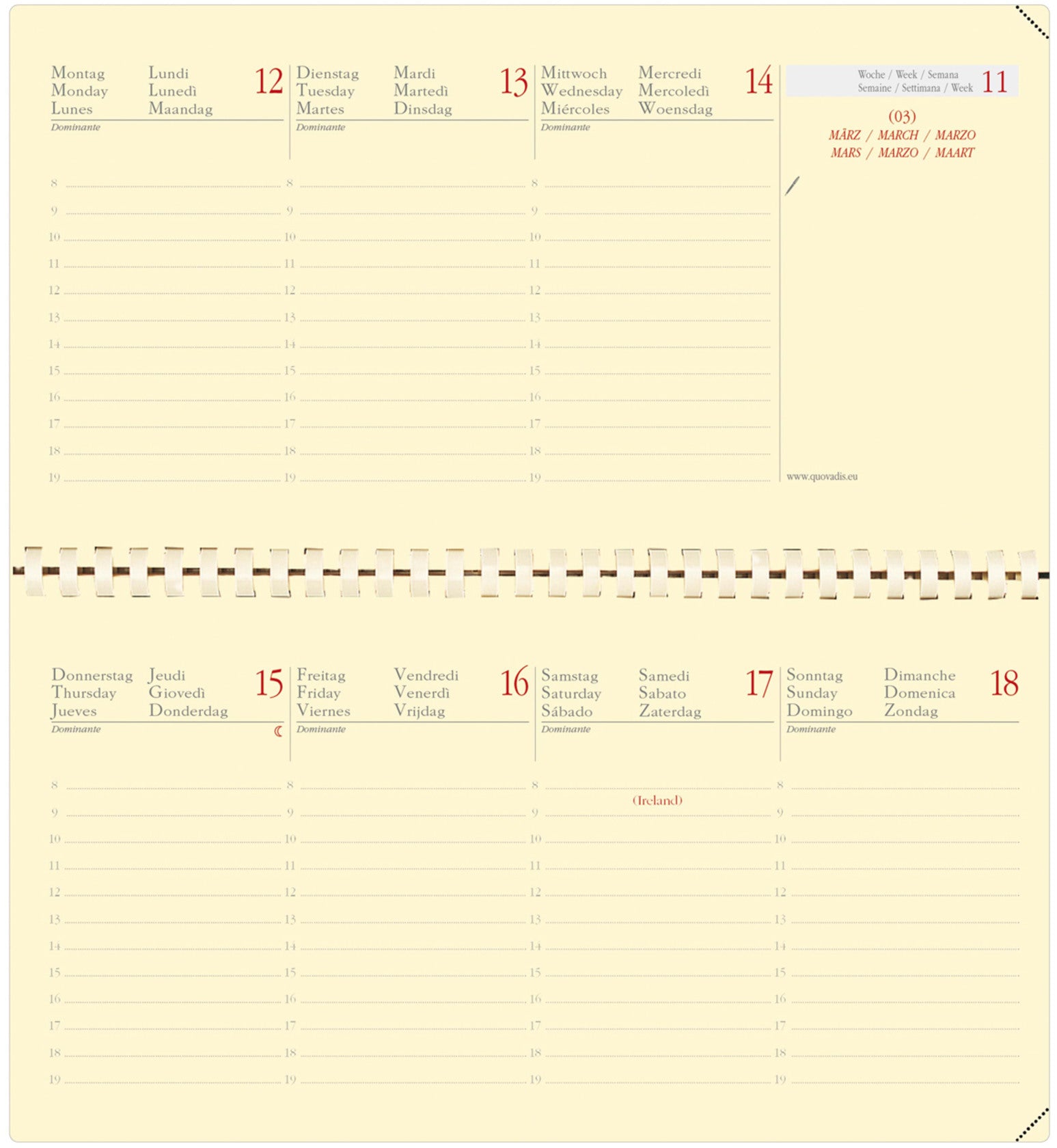 QUO-VADIS Agenda Impala Planital 2025 422098Q 1W/2S schwarz ML 8.8x17cm