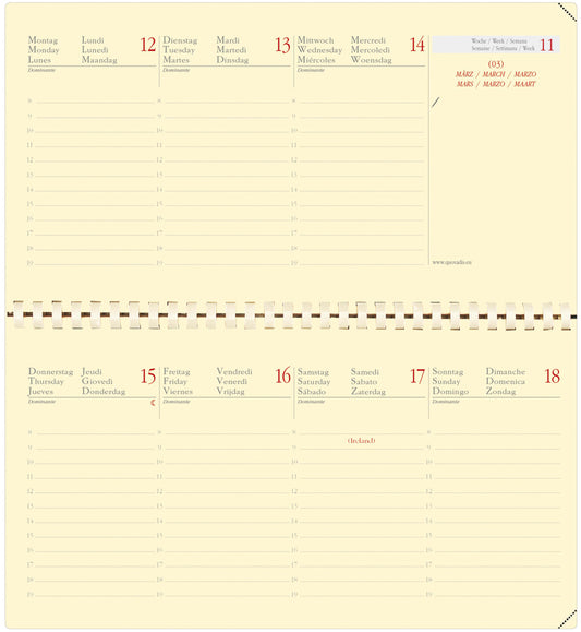 QUO-VADIS Agenda Impala Planital 2025 422098Q 1W/2S schwarz ML 8.8x17cm