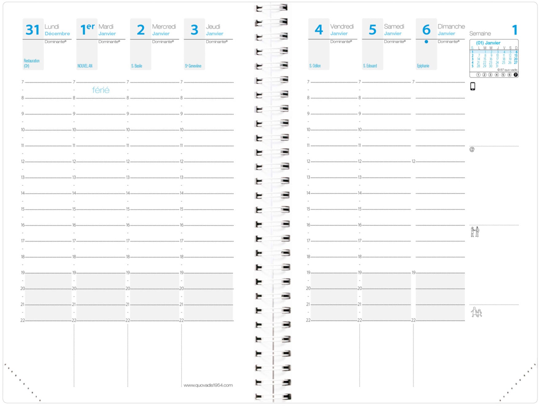 QUO-VADIS Agenda Time&Life Pock. 2025 539068Q 1W/2S Ersatzkal. FR 10x15cm