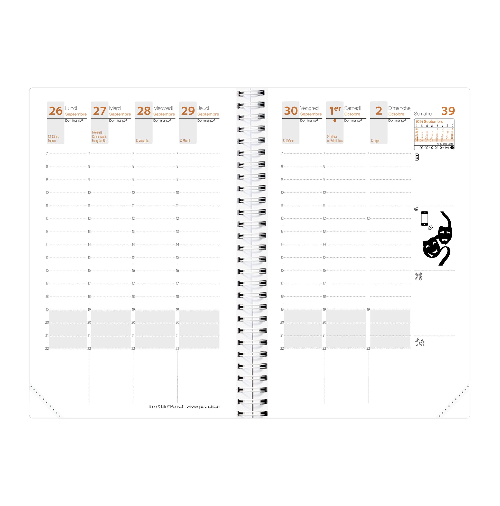 QUO-VADIS Agenda Time&Life Pock. 2025 539068Q 1W/2S Ersatzkal. FR 10x15cm