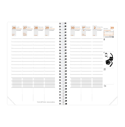 QUO-VADIS Agenda Time&Life Pock. 2025 539068Q 1W/2S Ersatzkal. FR 10x15cm