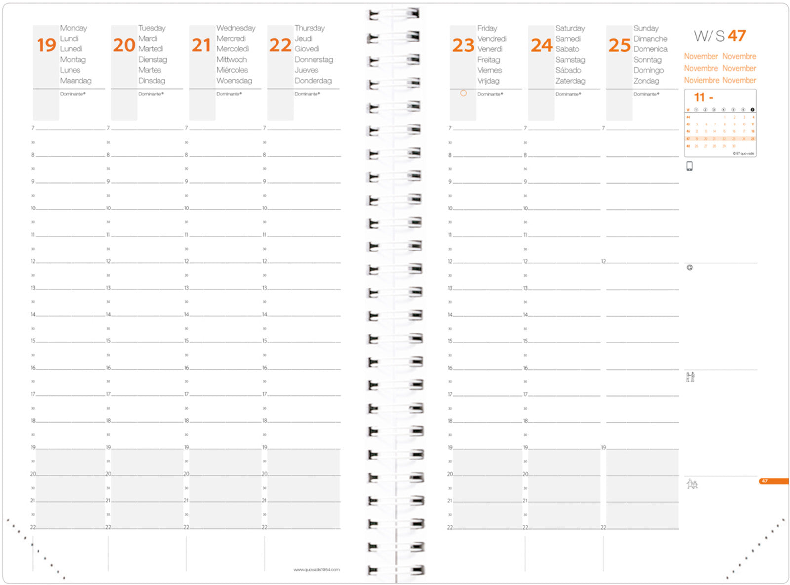 QUO-VADIS Agenda Time&Life Pock. 2025 539129Q 1W/2S kaki ML 10x15cm