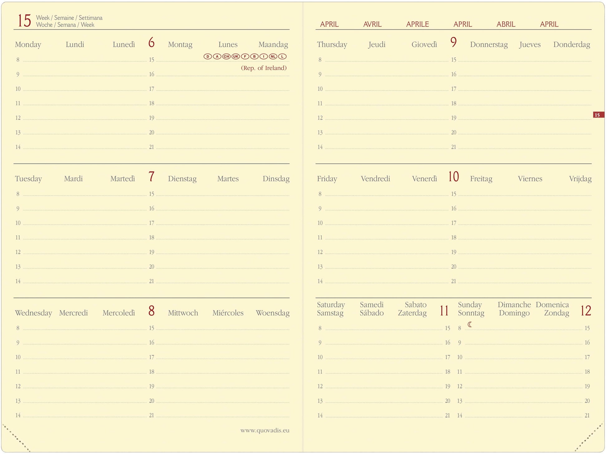 QUO-VADIS Horizontal 15 SD Everest 25/26 549012Q 1W/2S 16M blau ML 10x15cm