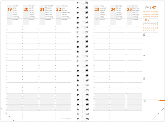 QUO-VADIS Agenda Time&Life large 2025 615028Q 1W/2S blau ML 16x24cm