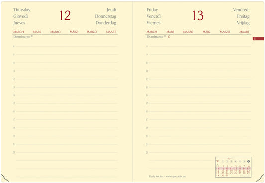 QUO-VADIS Agenda Silk DailyPocket 2025 617016Q 1T/1S marine ML 8.5x13cm