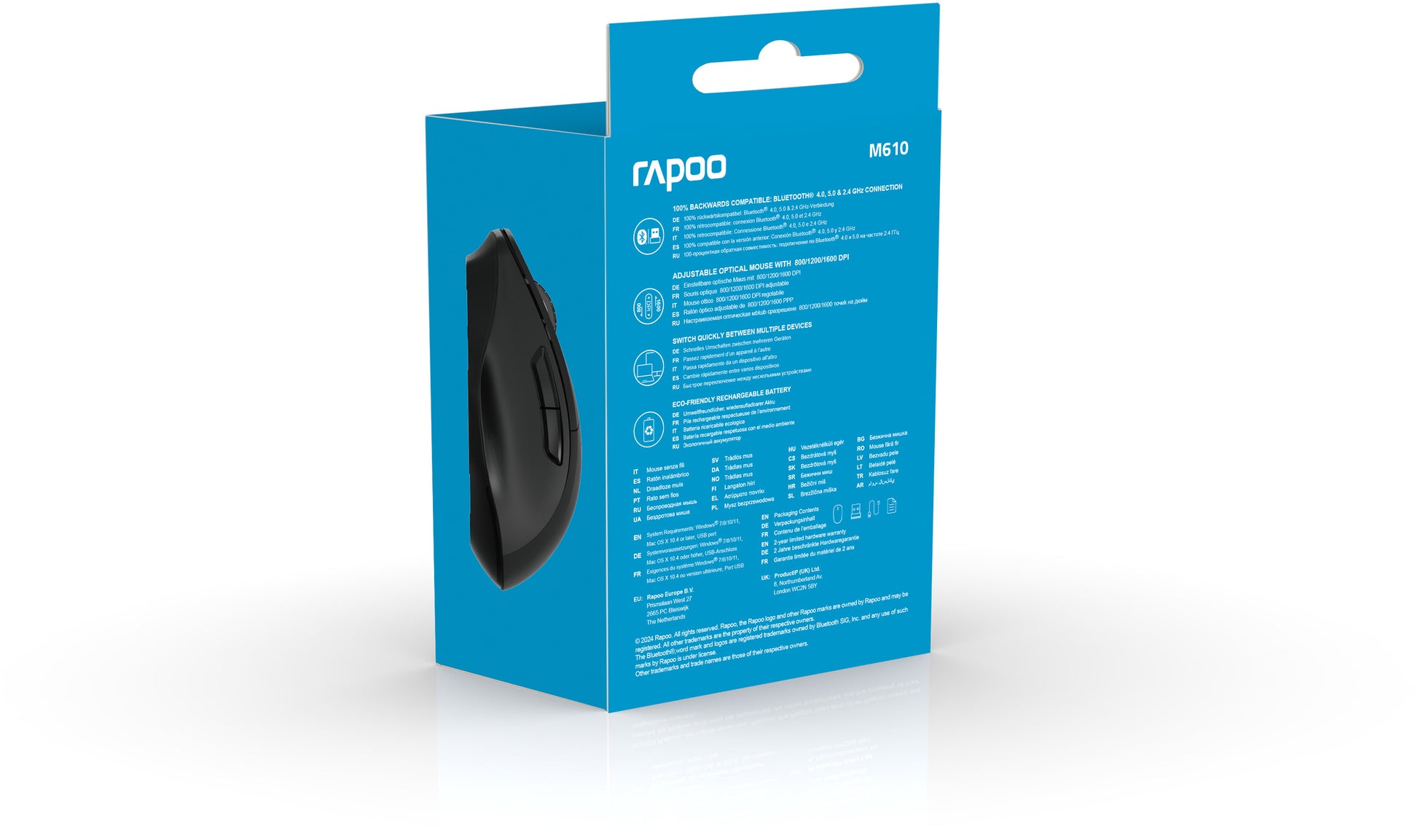 RAPOO M610 Rech. Wirel. Mouse 13050 Multi-Mode, Black