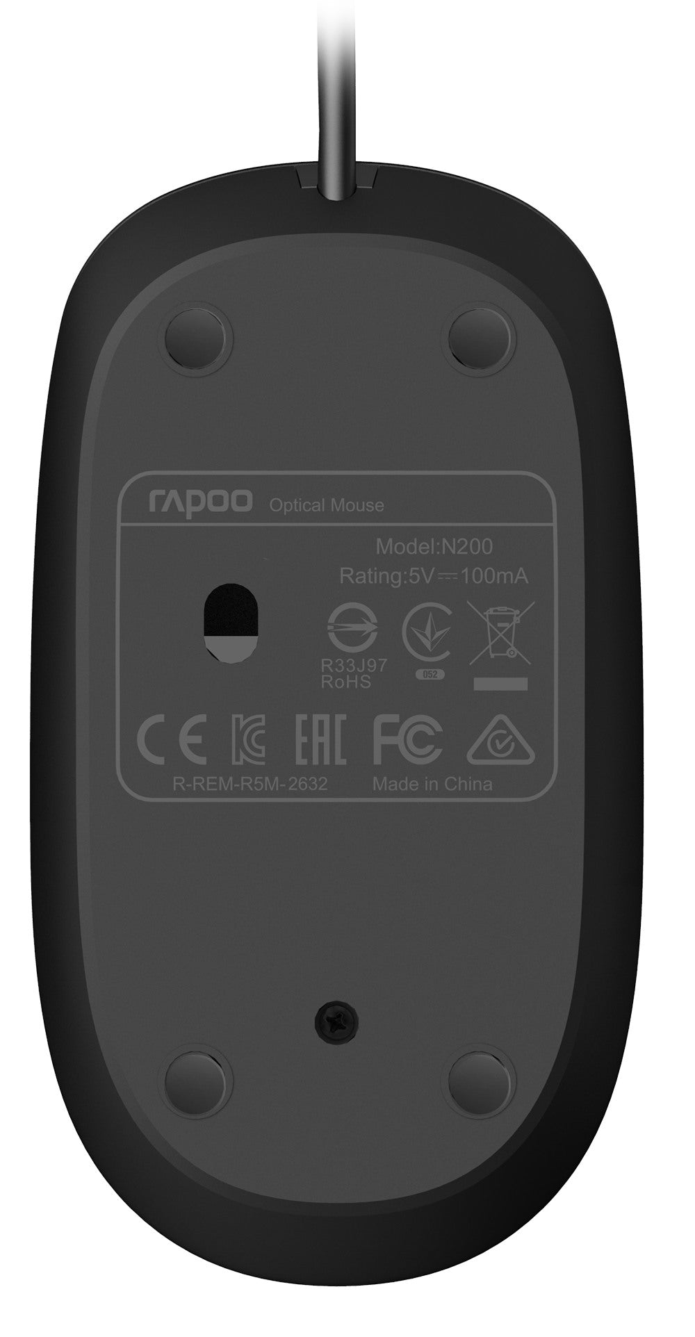 RAPOO N200 wired Optical Mouse 18548 Black