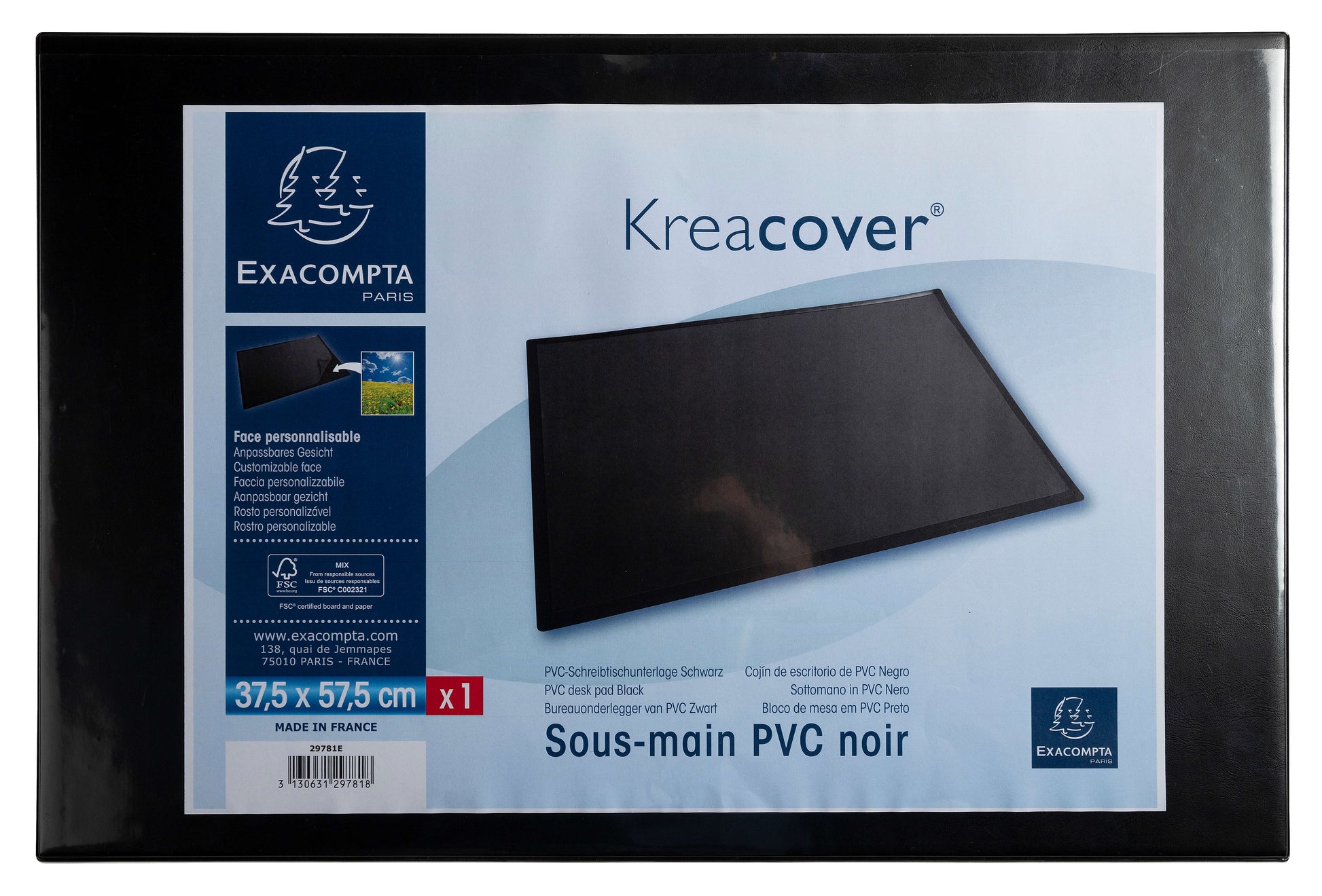RHODIA Schreibunterlage 37.5x57.5cm 29781E KreaCover schwarz