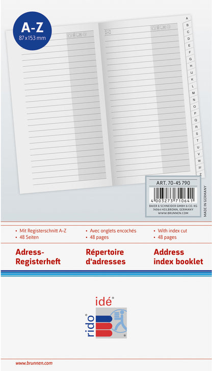 RIDOIDE M-Planer Adressregister 7045790.25 48 Seiten 8.7x15.3cm