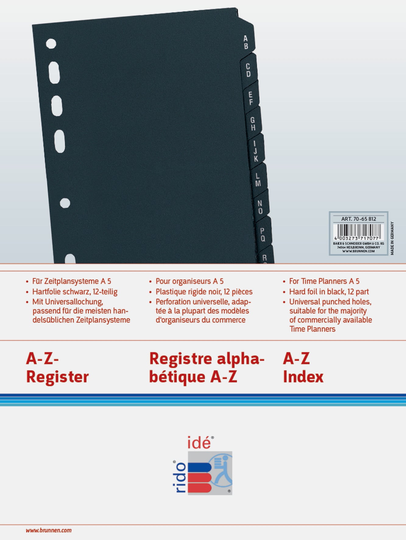 RIDOIDE Timing 1 Adress/Tel.Reg. 7065812.25 A-Z 12-teilig 16.2x21.6cm