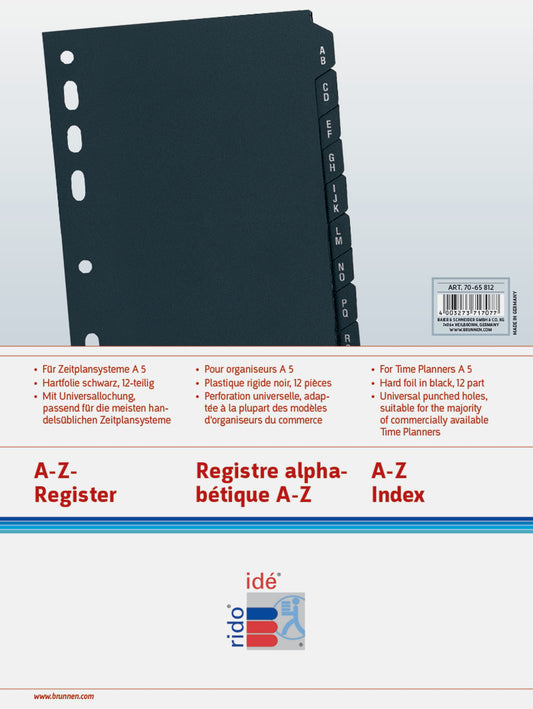 RIDOIDE Timing 1 Adress/Tel.Reg. 7065812.25 A-Z 12-teilig 16.2x21.6cm
