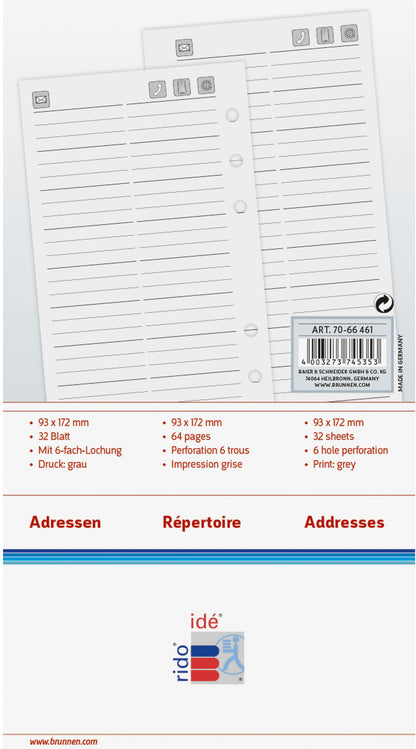 RIDOIDE Timing 2 Adressregister 7066461.25 32 Blatt 9.3x17.2cm