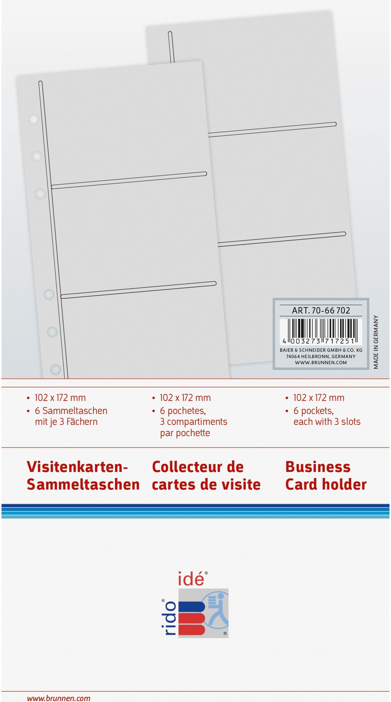 RIDOIDE Timing 2 Visitenkartentasche 7066702.25 6 Stück 10.9x17.3cm