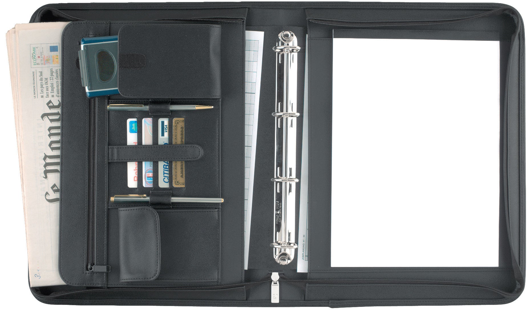 RIDOIDE Schreibmappe 310x380x60mm 750 30 mit RV, inkl. Block A4 schwarz