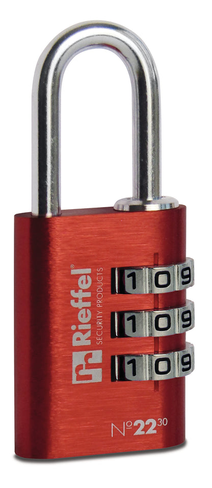 RIEFFEL SWITZERLAND Vorhängeschloss Nr. 22 27,5mm 22/30 ROT SB rot, mit Zahlenschloss