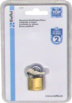 RIEFFEL SWITZERLAND Vorhängeschloss Nr.5 13mm 5/20 SB Messing