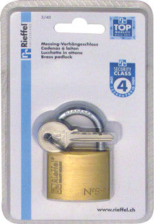 RIEFFEL SWITZERLAND Vorhängeschloss Nr.5 24mm 5/40 SB Messing