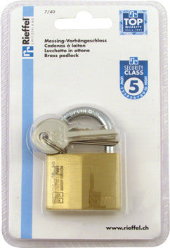 RIEFFEL SWITZERLAND Vorhängeschloss Nr.7 22mm 7/40 SB Messing