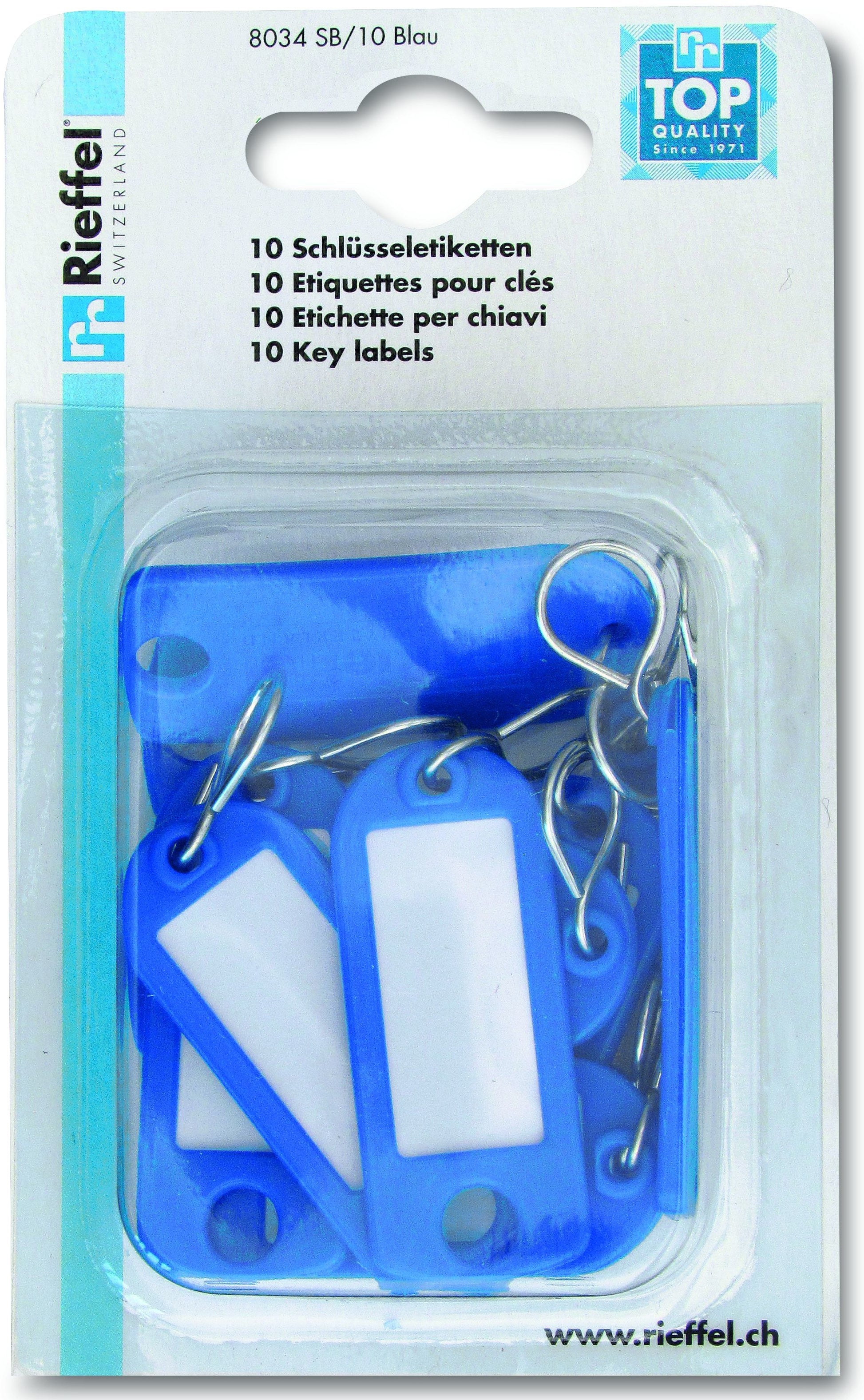 RIEFFEL SWITZERLAND Schlüssel-Anhänger 8034 SB/10 BLAU blau 10 Stück