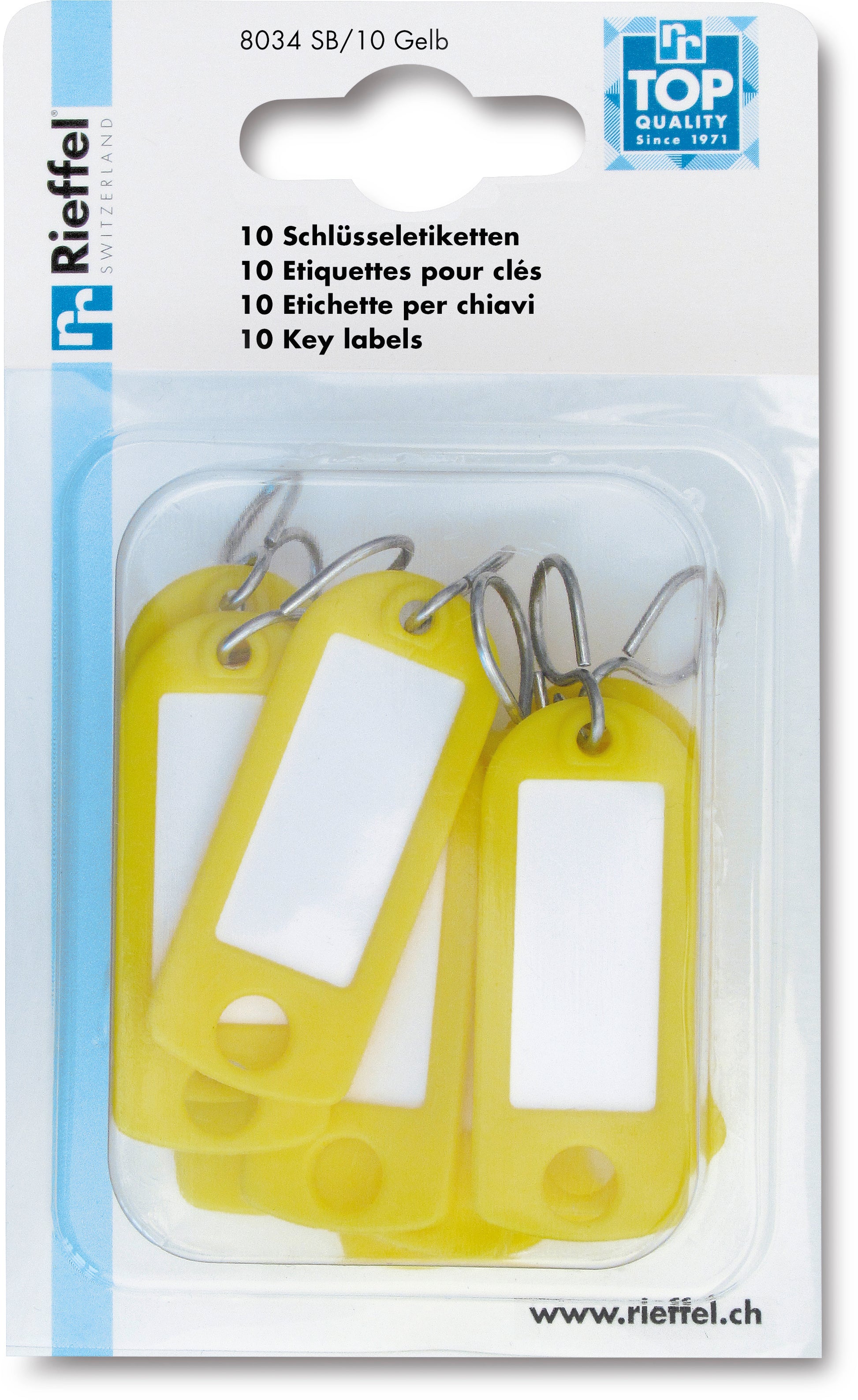 RIEFFEL SWITZERLAND Schlüsseletiketten 8034 SB/10 GELB 10 Stück gelb