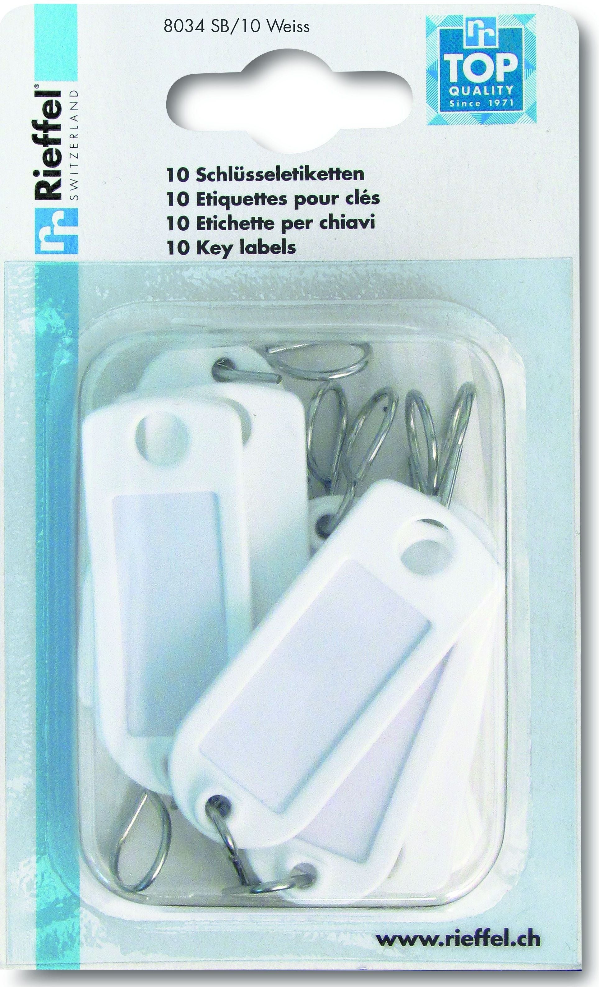 RIEFFEL SWITZERLAND Schlüssel-Anhänger 8034 SB/10 WEISS weiss 10 Stück