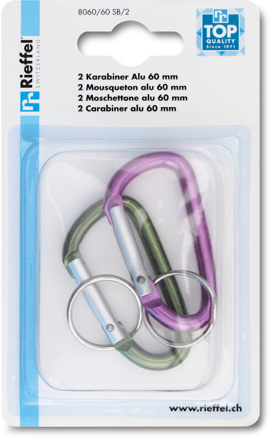 RIEFFEL SWITZERLAND Schlüssel-Karabiner A20994 60mm 2 Stück