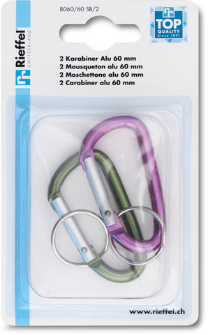 RIEFFEL SWITZERLAND Schlüssel-Karabiner A20994 60mm 2 Stück
