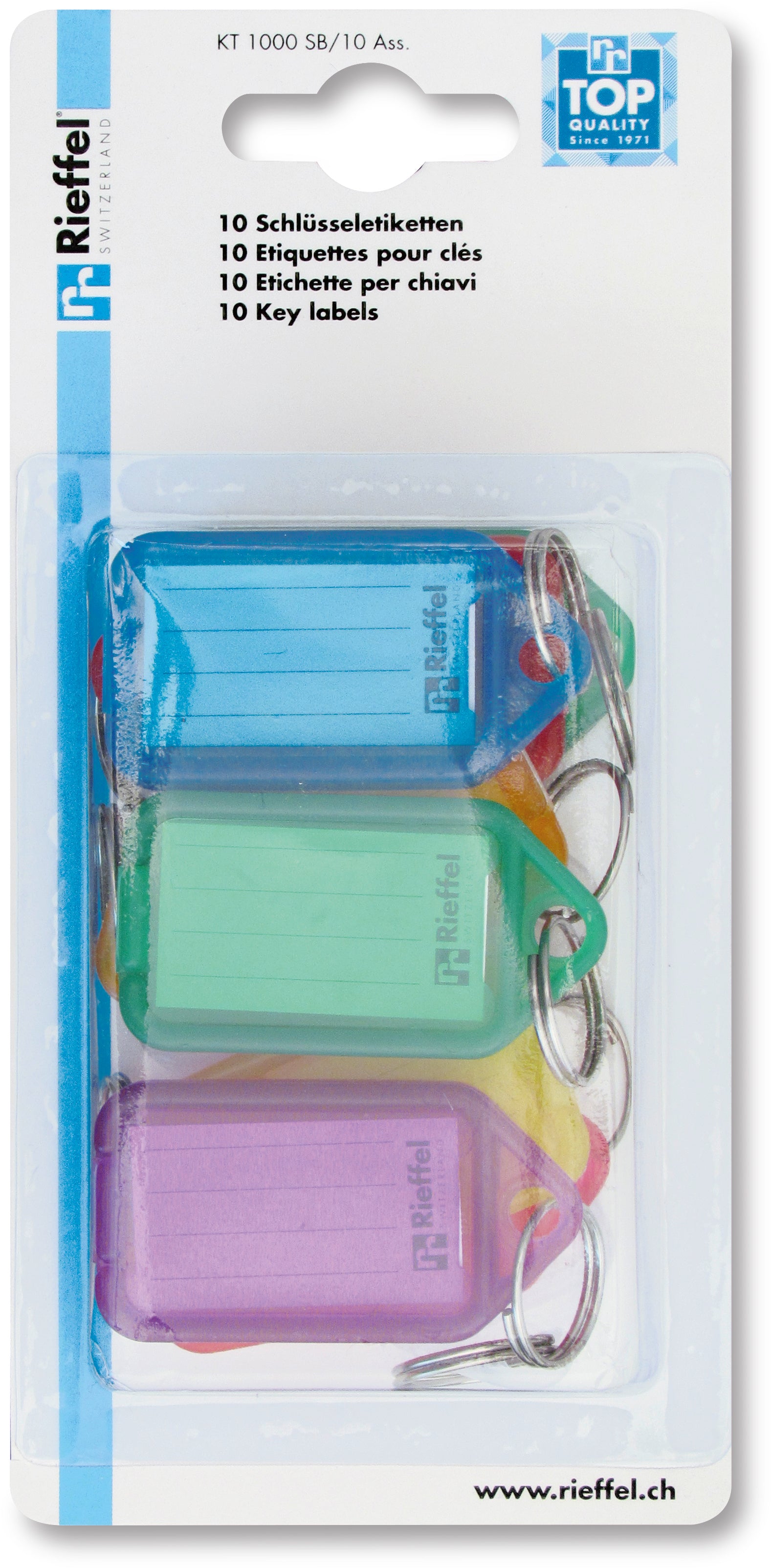 RIEFFEL SWITZERLAND Schlüsseletiketten 38x22mm KT 1000 SB/10 ASS. ass. 10 Stück